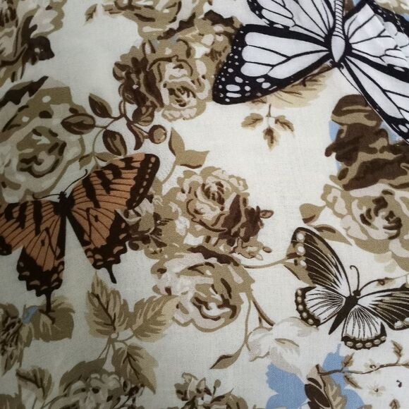 Iky me XL LngslvsButtrflyFloralPrintPocketsCord WaistV-neck100%RayonWomen'sTop. - Picture 4 of 9